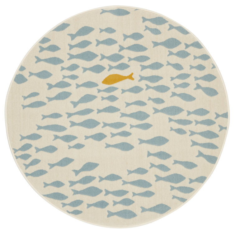 Harriet Bee Eveland Fish Blue/Orange/Cream Rug Wayfair.co.uk